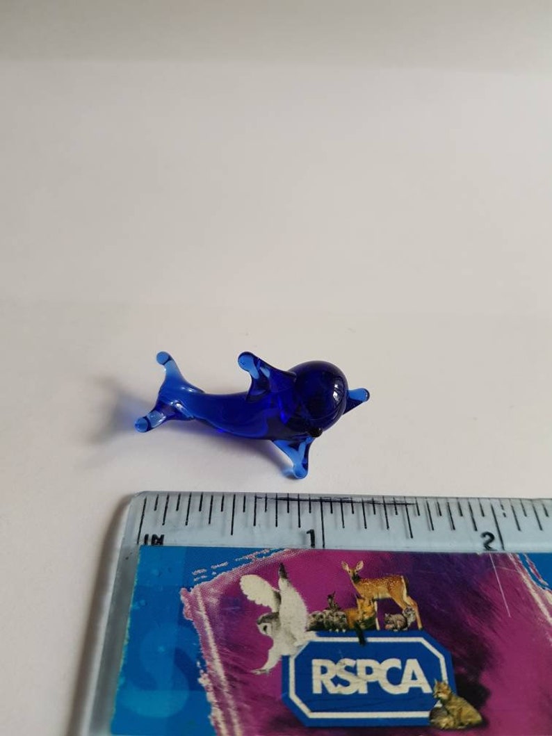 Miniscule Glass Animals Collectible Glass Dolphin Miniature Glass Figurines Doll House Figurines Hand Blown Glass Dolphin