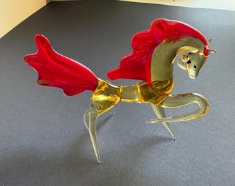 Handmade Murano Glass Horse Figurine, Collectible Art Glass