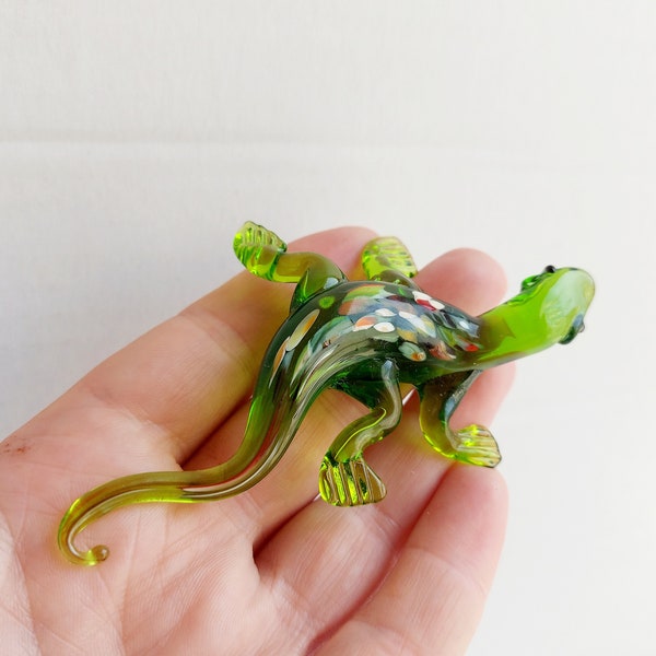 Glass Gecko, Glass Green Lizard, Glass Reptiles, Collectible Glass Lizard