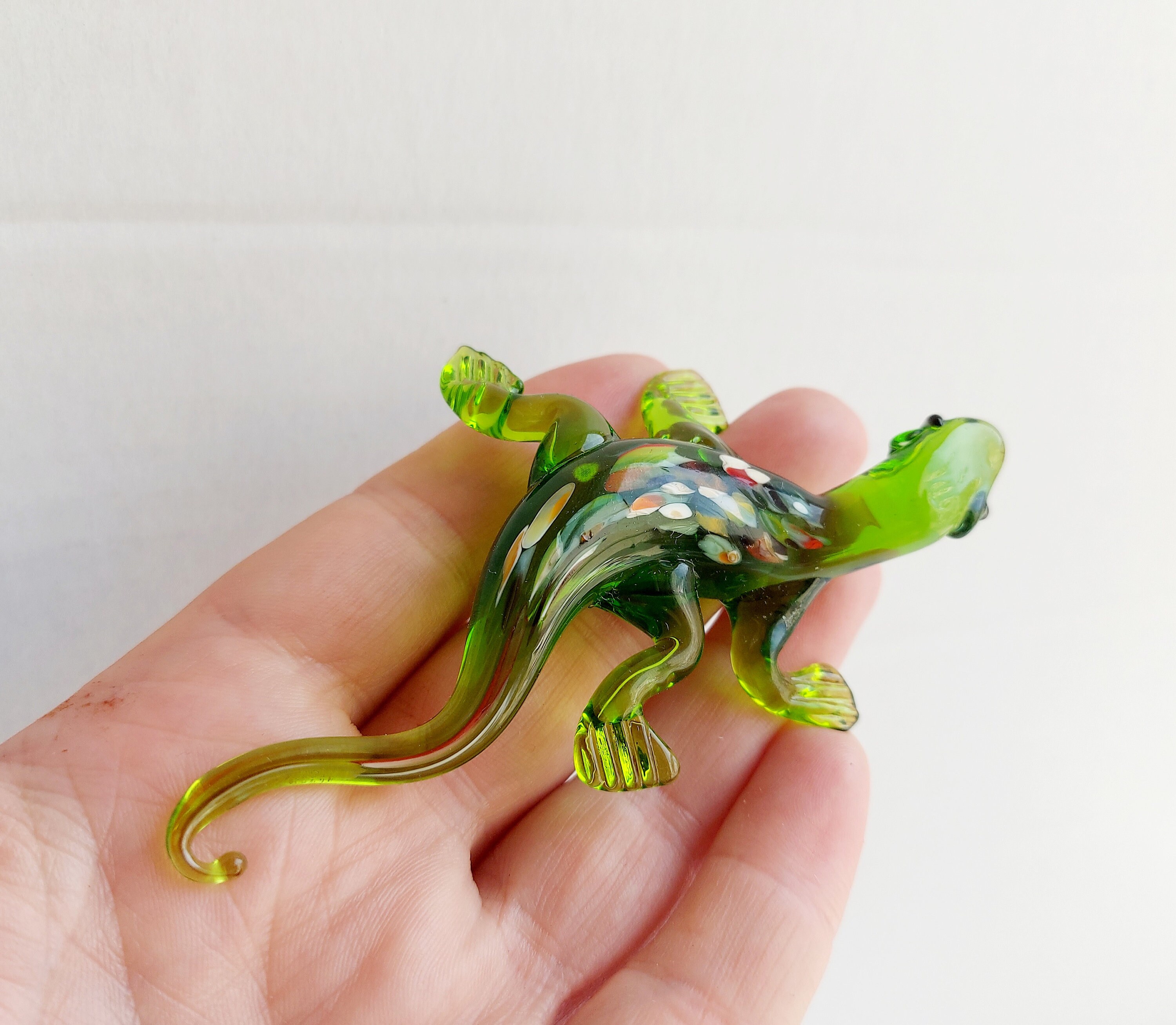 ヤモリの置物　ガラス製 手吹きガラスのヤモリ：コレクター向け爬虫類置物 - Etsy 日本