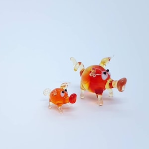 Miniatur Glas Schwein Figur: Handgemachtes Lampwork Sammlerstück