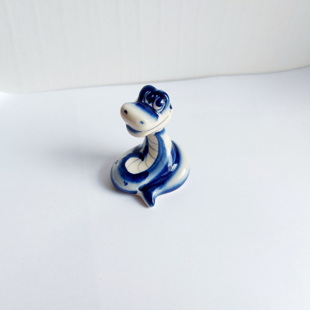 Hand-painted Porcelain Snake Figurine: Gzhel Style Collectible - Etsy