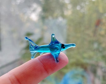 Miniature Murano Glass Shark Figurine: Lampwork Dollhouse Animal