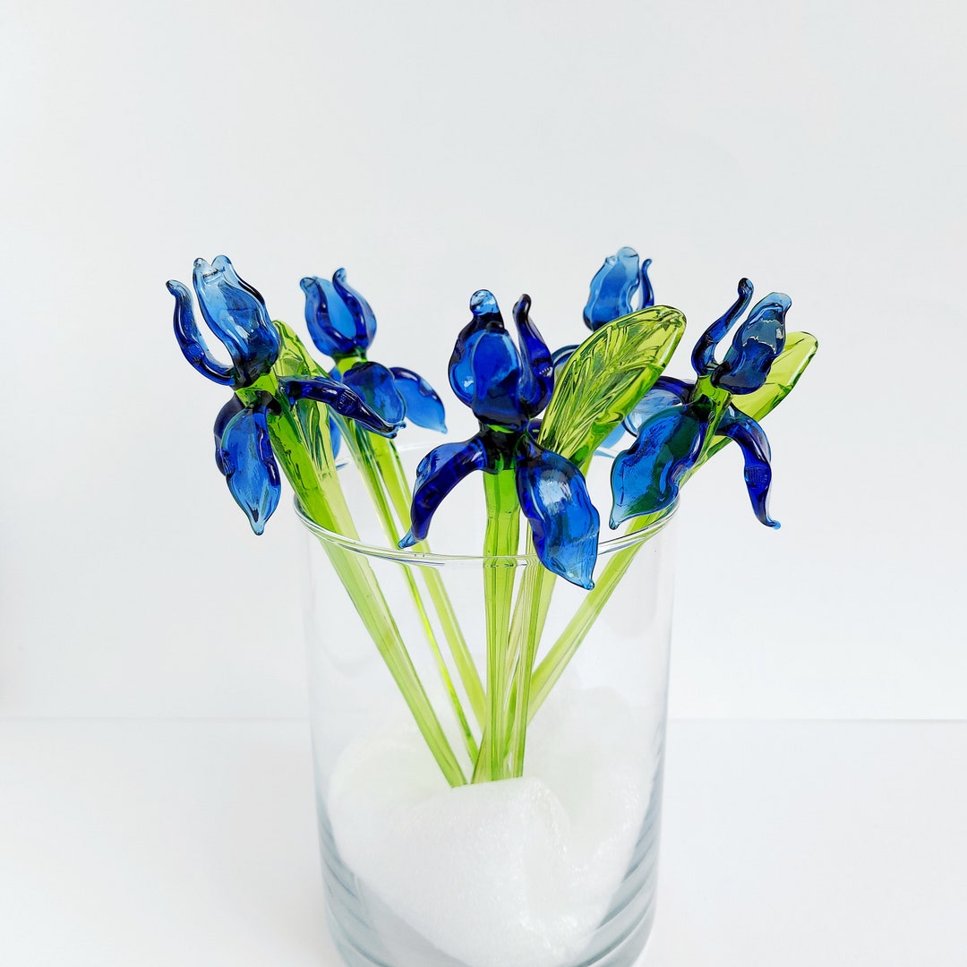 Glass Iris Flower Figurine, Handmade Iris Flower, Glass Wild Iris ...