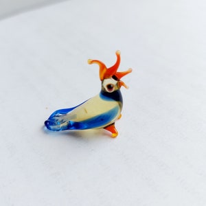 Miniature Glass Parrot Figurines, Miniscule Glass Animals, Murano Glass Parrot, Collectible Glass Parrot Bird, Doll House Figurines