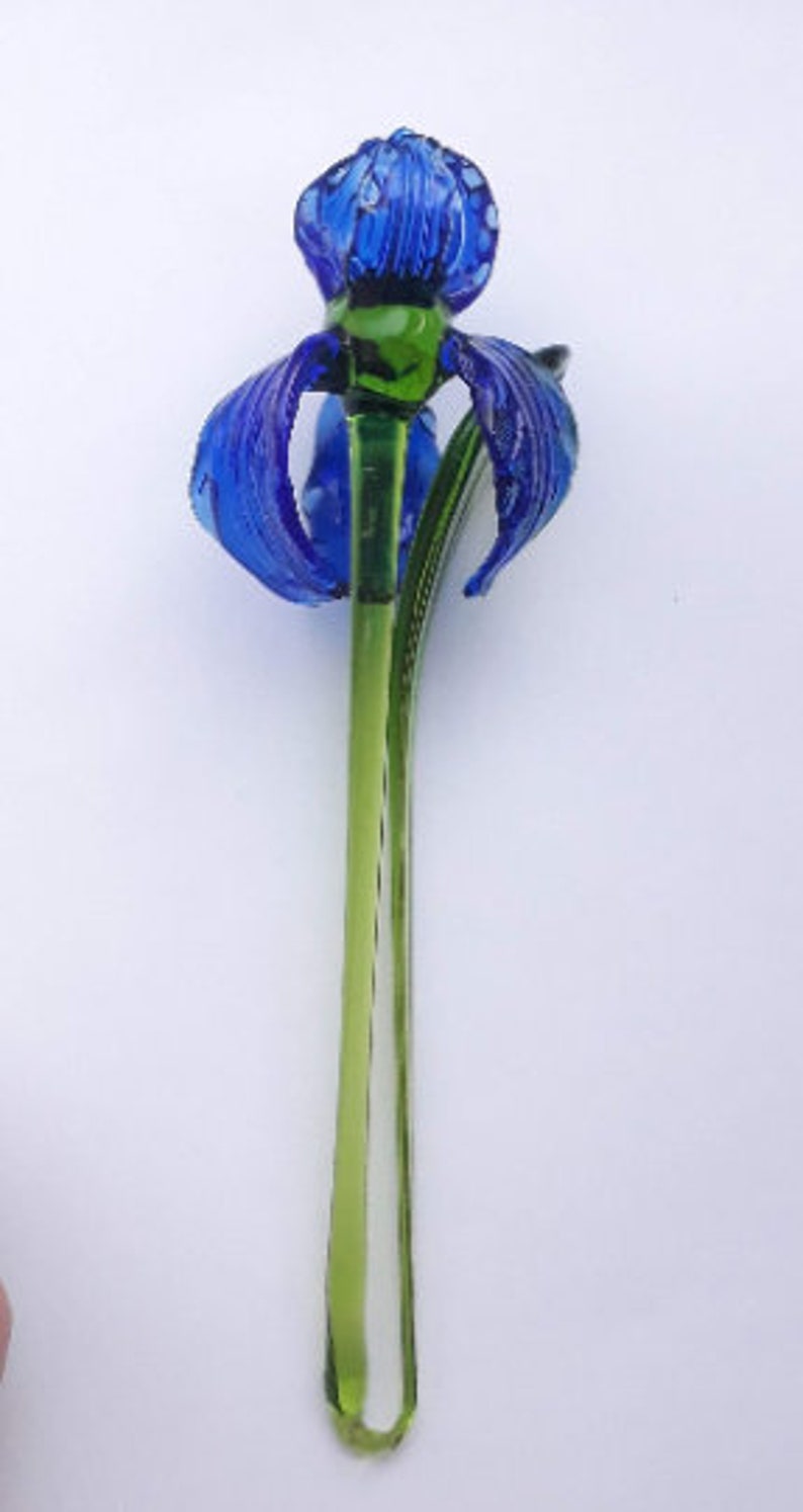 Glass Iris Flower Figurine Hand Blown Iris Flower Glass Etsy
