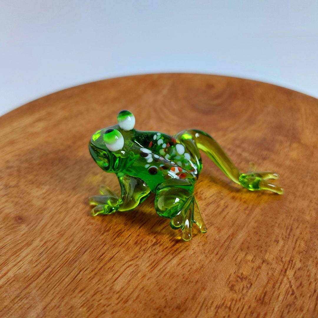 Frog Glass Figurine Green Frog Glass Figurine - Etsy