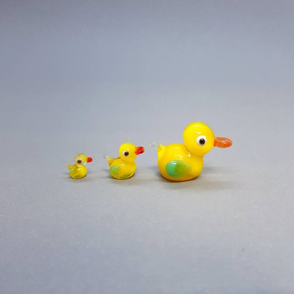 Mini Glass Floating Duckling, Mini Glass Animals, Murano Glass Ducks, Collectible Glass Duckling, Doll House Figurines