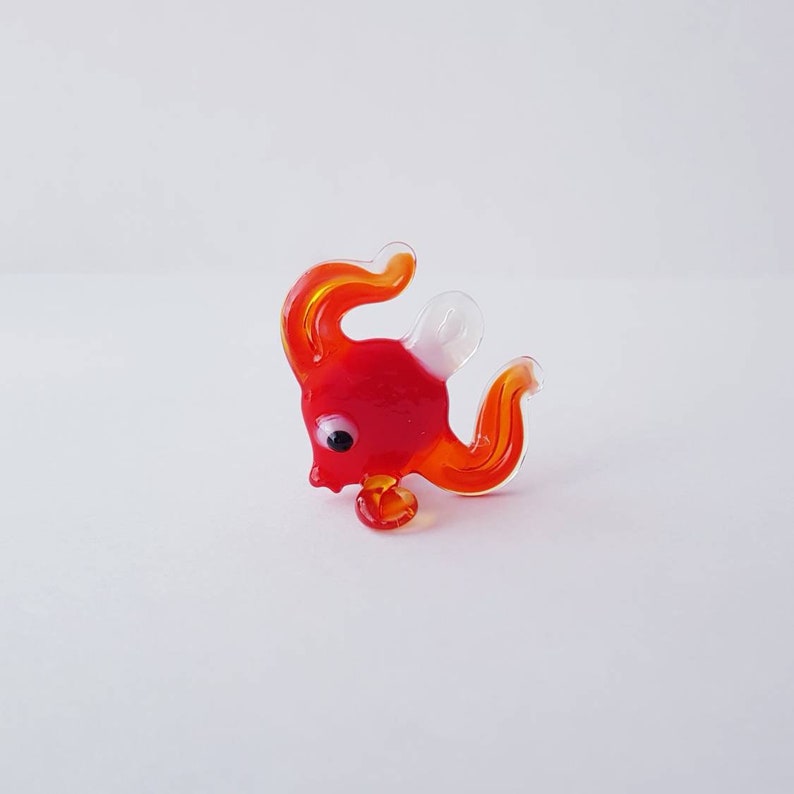 Miniature Glass Figurines Murano Glass Fishes Doll House Figurines Colorful Glass Fishes Glass Golden Fish