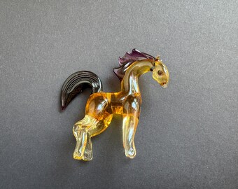 Handmade Murano Glass Horse Figurine, Collectible Art Glass