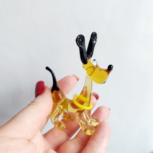 Dog Glass Figurine, Dog Hand Blown Figurine, Glass Animal Figurine, Dog Miniature Glass Statue, Collectible Glass Dog