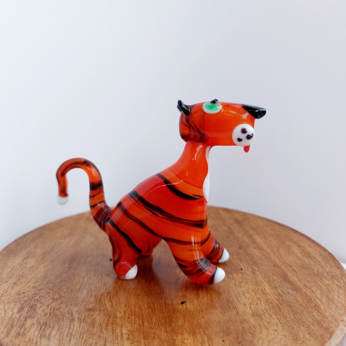 Collectible Tiger Glass Figurine Miniature Glass Animal Etsy
