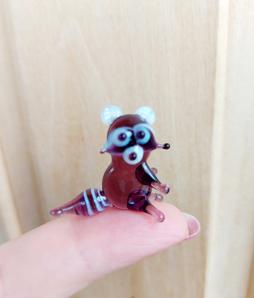 Mini Raccoon Miniature Glass Figurines, Miniature Glass Raccoon, Murano Glass ...