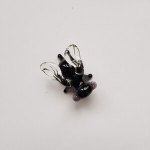 May include: A small glass fly figurine with black body and clear wings. The fly has purple glass eyes.