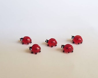 True Size Ladybug, Micro Glass Insects, Murano Glass Ladybug, Collectible Glass Ladybug, Doll House Figurines