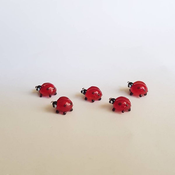 True Size Ladybug, Micro Glass Insects, Murano Glass Ladybug, Collectible Glass Ladybug, Doll House Figurines