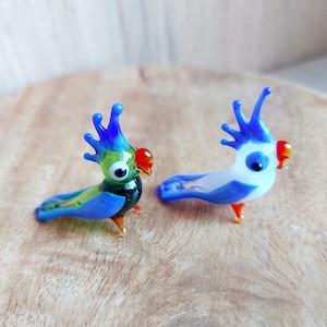 Miniature Glass Parrot Figurines, Miniscule Glass Animals, Murano Glass Parrot, Collectible Glass Parrot Bird, Doll House Figurines