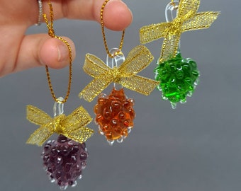 Lampwork Glass Pinecone Christmas Ornament: Tiny Tree Decoration