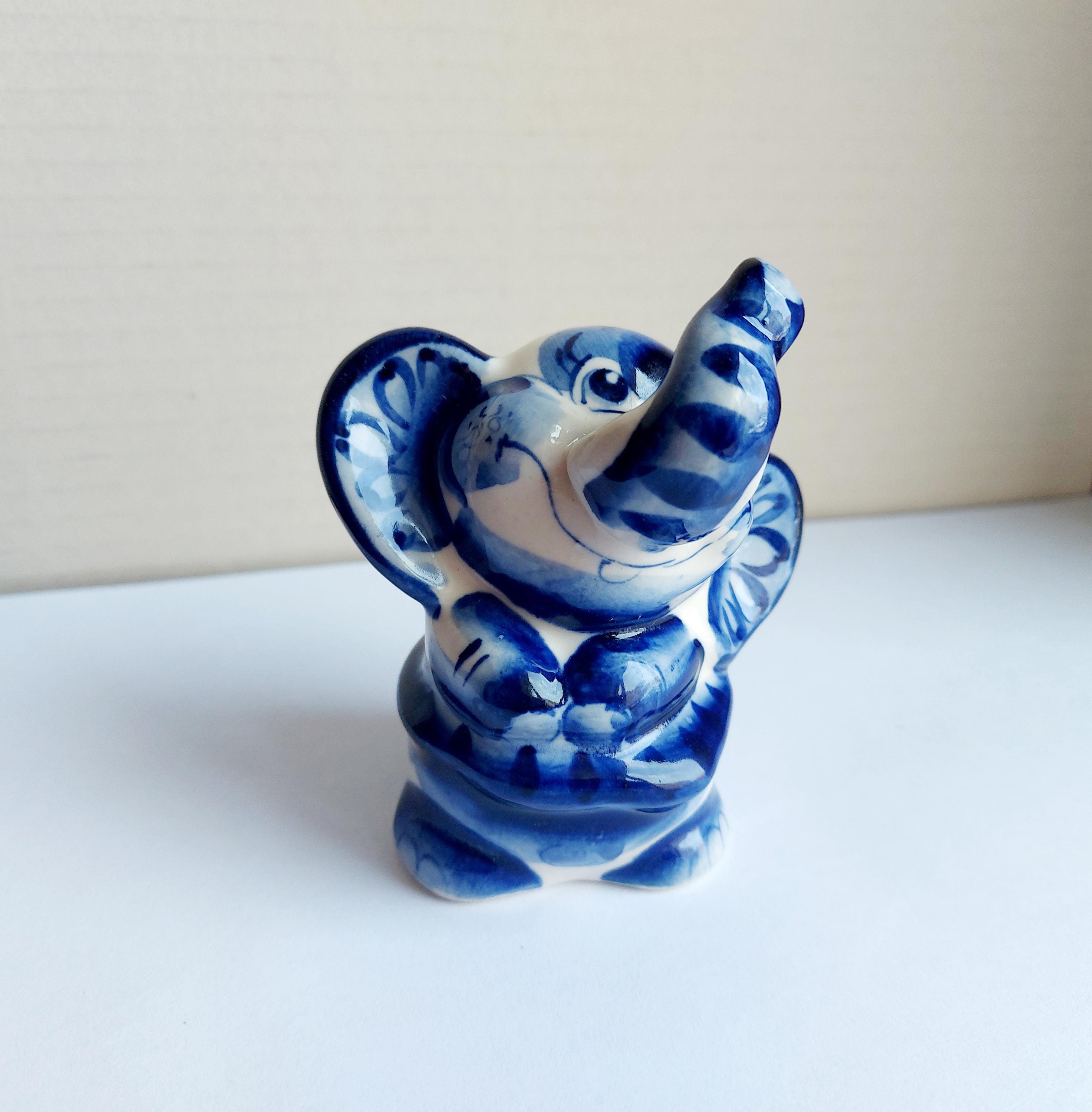 超特価セール開催！！ ceramic Blue elephant 日本 Etsy - figurine 彫刻+オブジェ