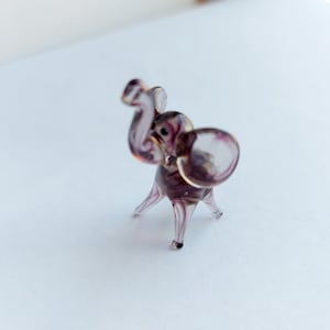 Murano Glass Elephant Figurine: Handmade Miniature Dollhouse Animal