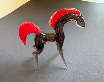 Handmade Murano Glass Horse Figurine, Collectible Art Glass