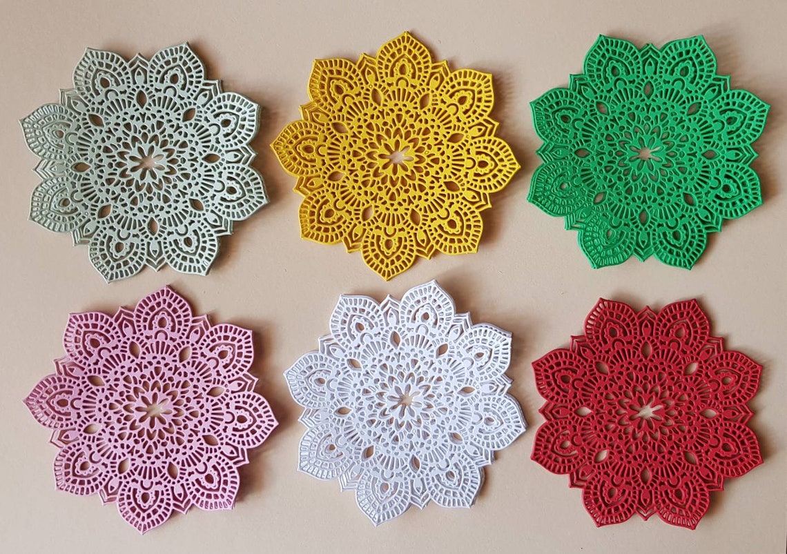 Die Cut Crochet Doilies Paper Doilies Die Cut Colored Lace Etsy