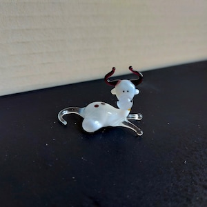 Tiny Glass Cow, Miniscule Glass Animals, Murano Glass Cow, Collectible Glass Cow, Doll House Figurines