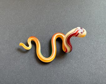 Handmade Glass Python Figurine: Collectible Lampwork Snake