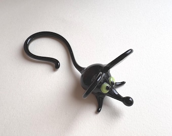 Murano Glass Mouse Figurine: Miniature Dollhouse Animal