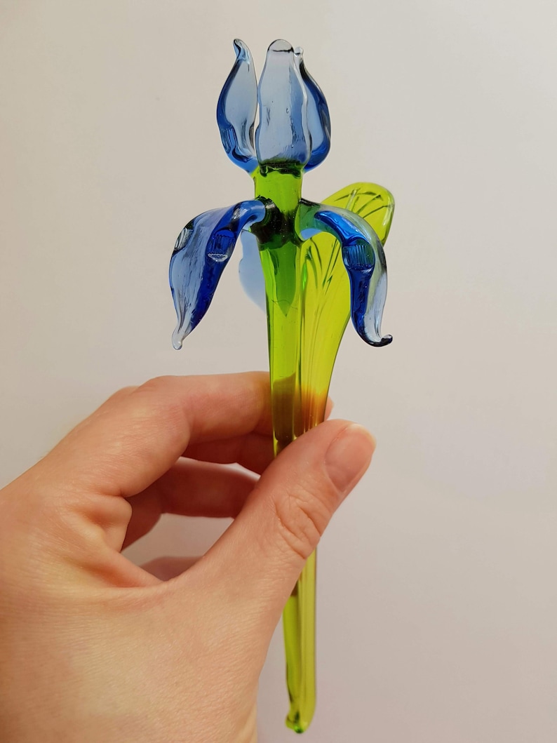 Glass Iris Flower Figurine Murano Iris Flower Glass Figurine Etsy