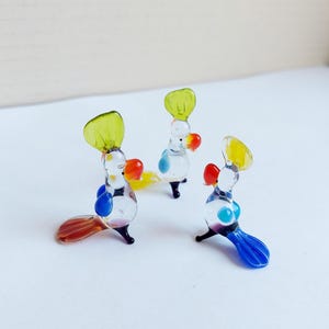 Miniature Glass Parrot Figurines, Miniscule Glass Animals, Murano Glass Parrot, Collectible Glass Parrot Bird, Doll House Figurines