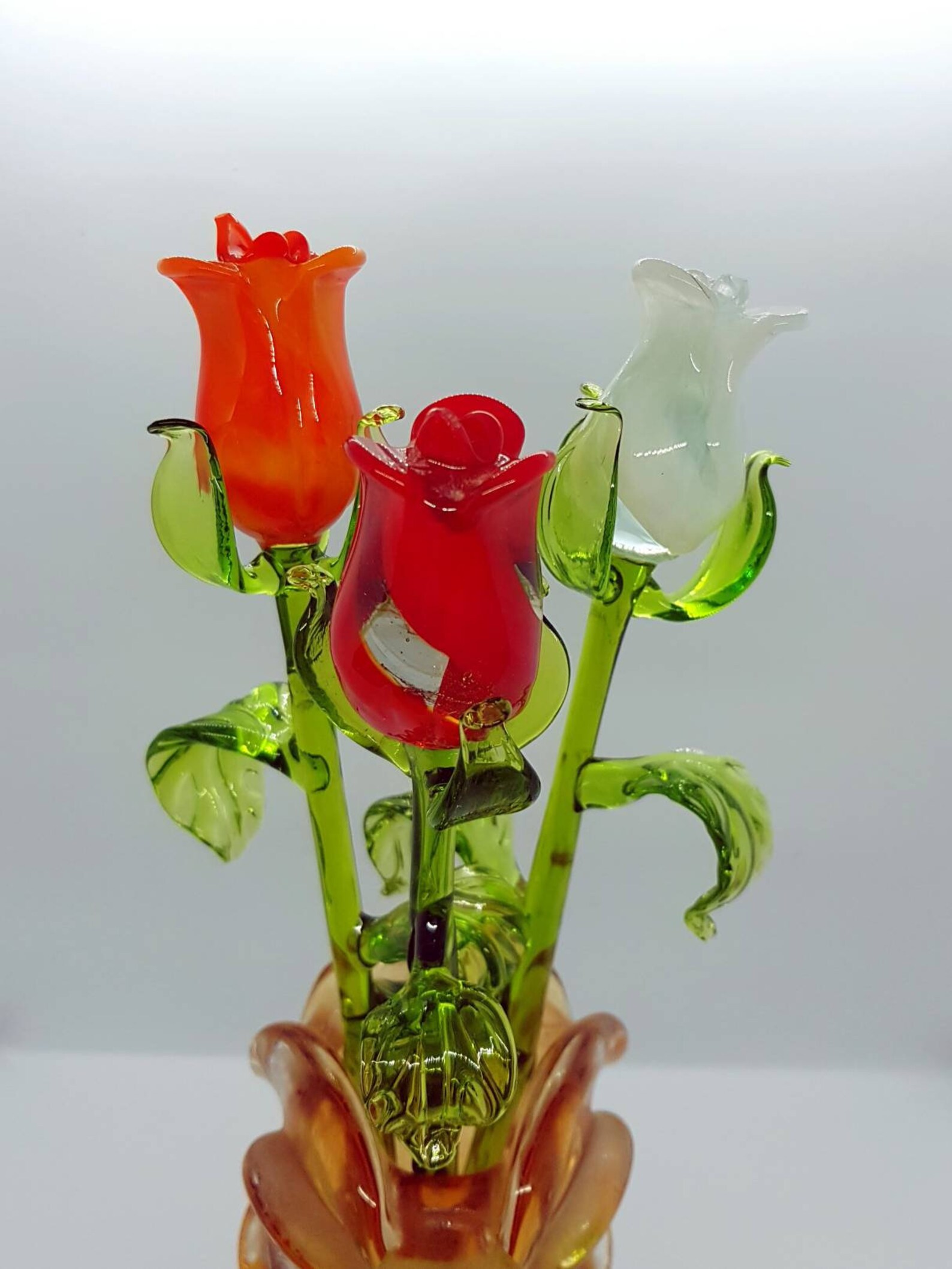 Glass Roses Figurines Hand Blown Glass Roses Flowers Hand Etsy
