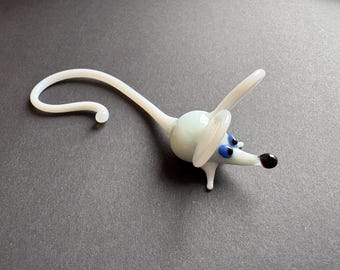 Murano Glass Mouse Figurine: Miniature Dollhouse Animal