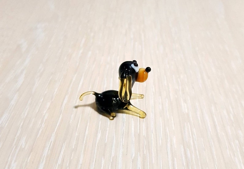 Collectible Glass Dachshund Dog Murano Glass Dachshund Dog Doll House Animals Mini Dachshund Dog