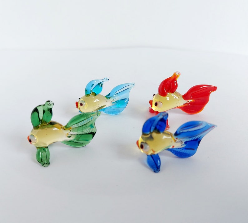 Miniature Glass Figurines Colorful Glass Fishes Murano Glass Etsy