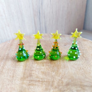 Mini Glass Christmas Tree with Star: Lampwork Dollhouse Figurine
