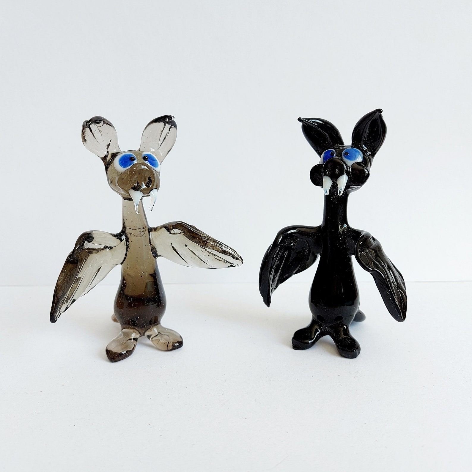 Glass Bat Figurine Bat Figurine for Halloween Hand Blown Bat Etsy