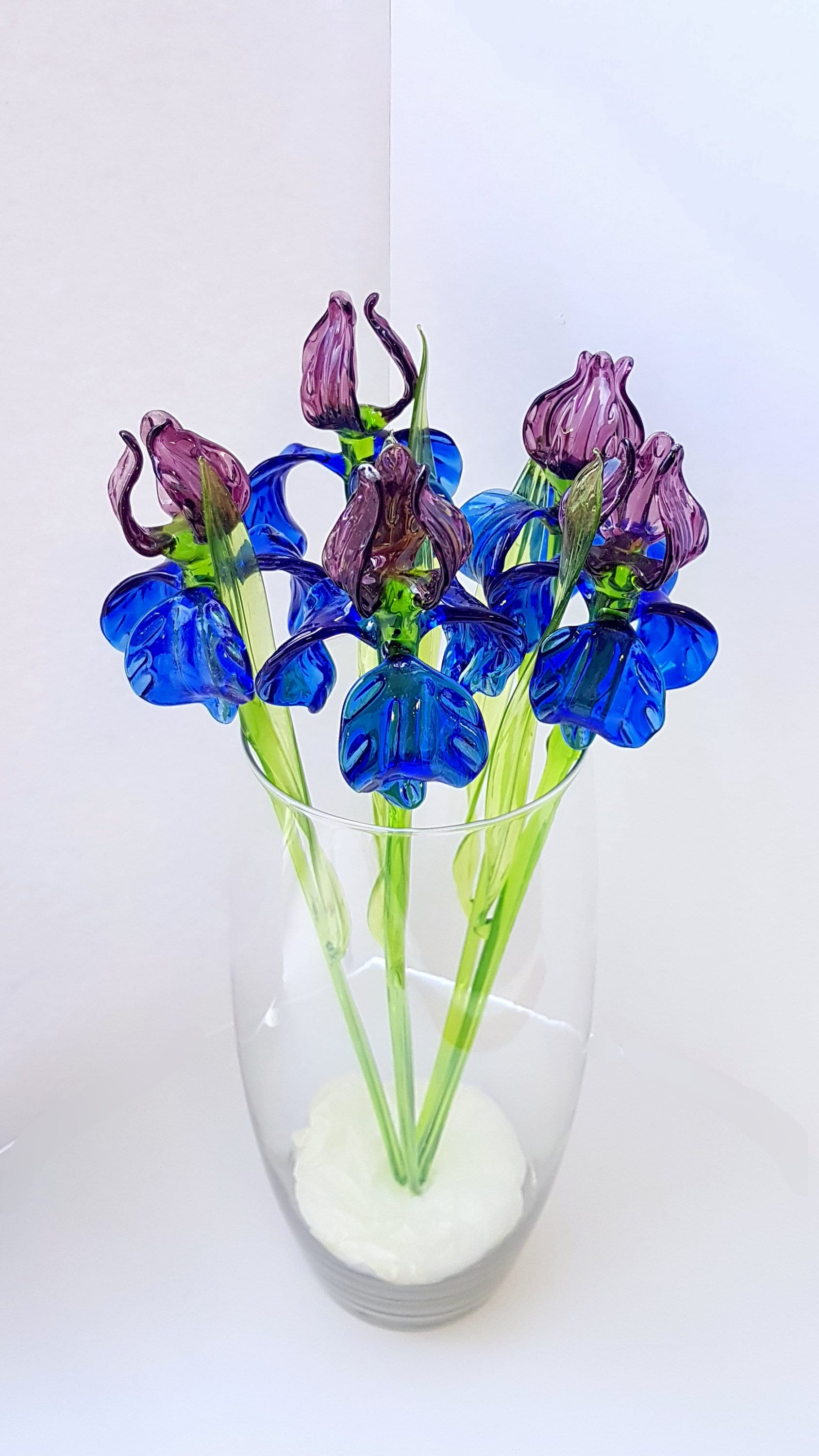 手吹きガラスのアイリスの花：青紫色の春の置物 - Etsy 日本