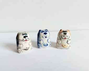 Figurka porcelanowa Fat Cat Gzhel, figurka porcelanowa Cute Cat, ręcznie robiona figurka porcelanowa