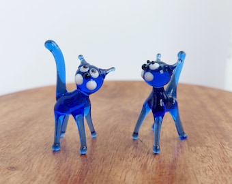 ヴィンテージ ムラーノガラス 猫の置物 | ブルーグリーン イタリアン