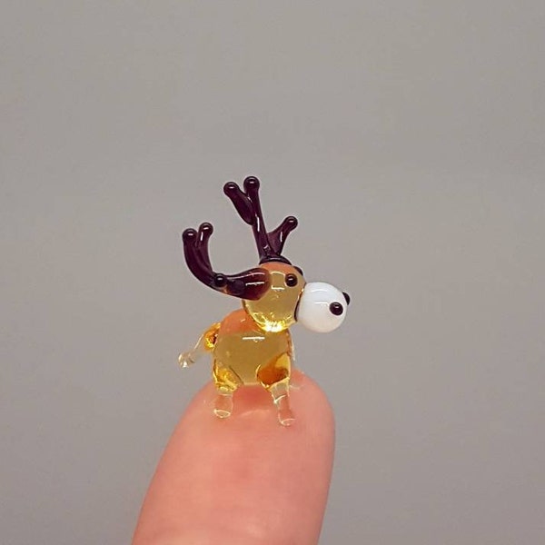 Micro Glass Caribou, Murano Glass Reindeer, Micro Glass Caribou Figurine, Collectible Glass Reindeer, Doll House Animals