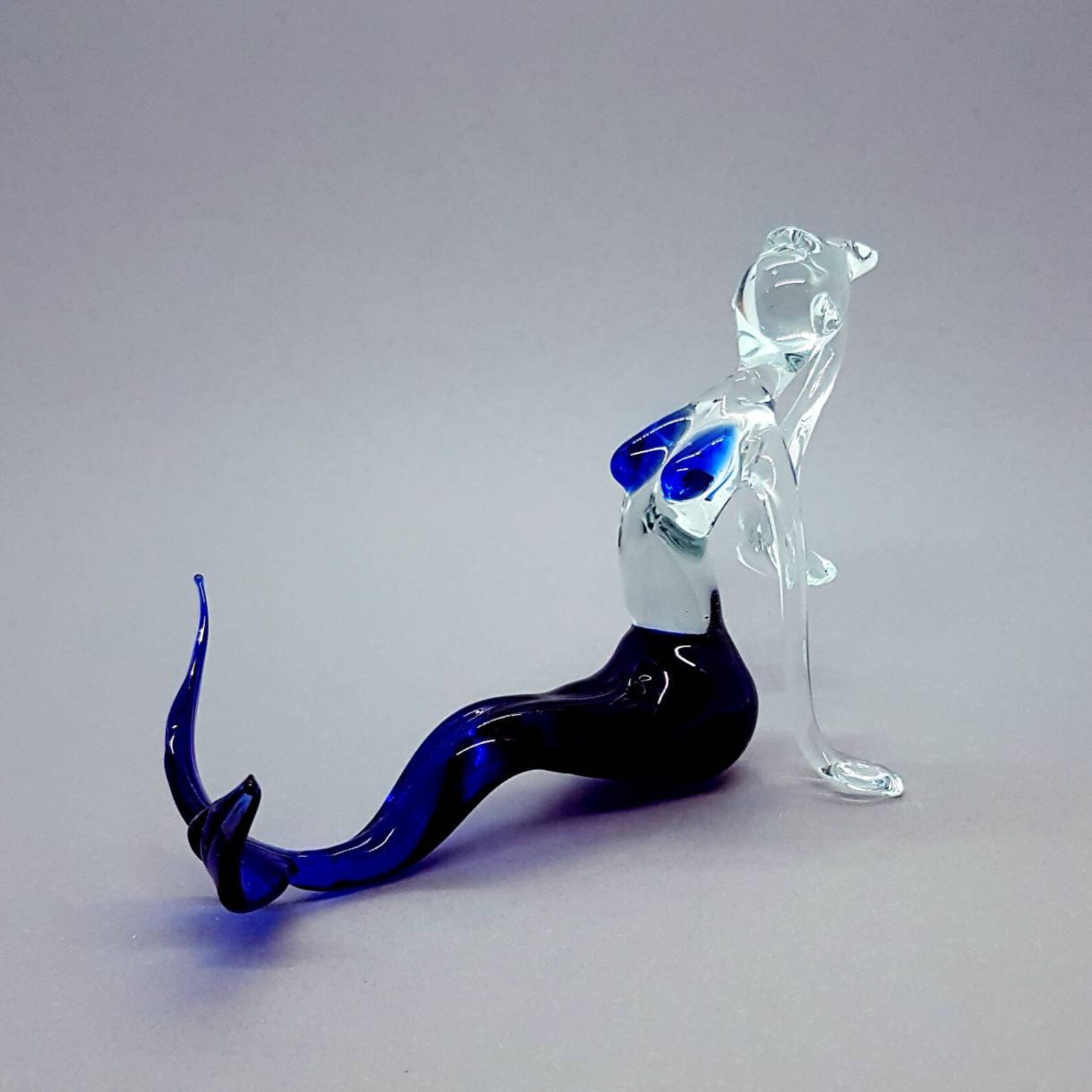 Crystal Glass Mermaid Collectible Mermaid Resting on Shore Etsy
