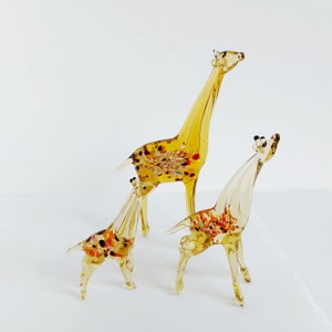 Collectible Giraffe Figurine, Miniature Glass Animal Figurines, Collectible Glass Animals, Mini African Animals, Hand Blown Giraffe Figurine
