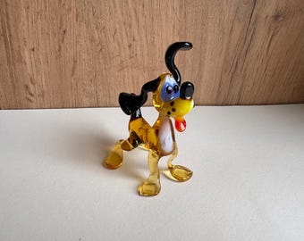 Murano Art Glass Dog Figurine, Collectible Animal Statue