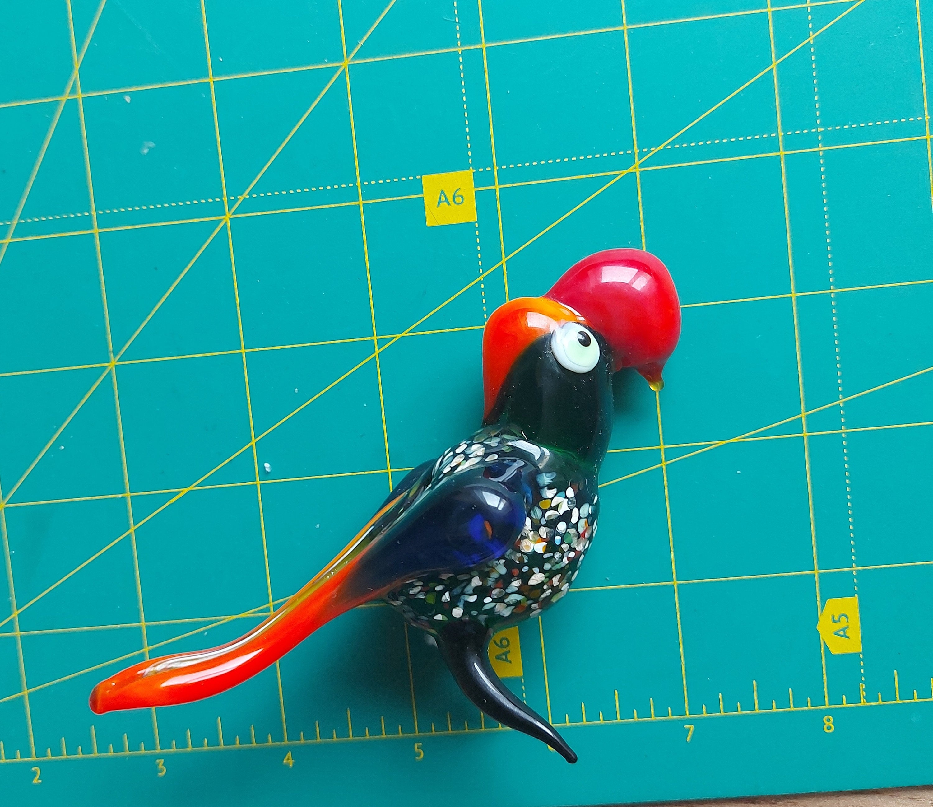 Figurine de cacatoès en verre soufflé faite main - Perroquet