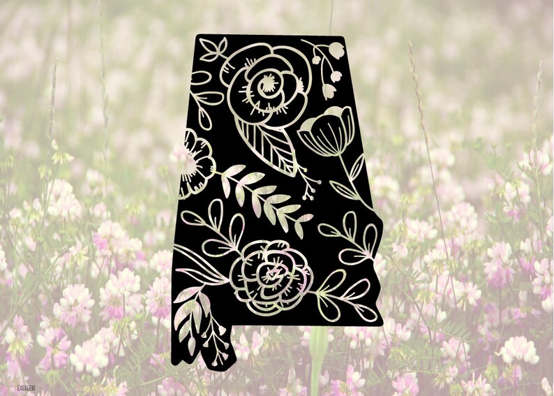 Alabama with Flowers Decal