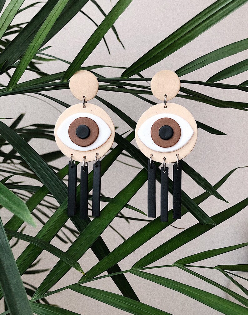 Evil Eye Clay Earrings Polymer Clay Earrings Eyes Ceramic Etsy