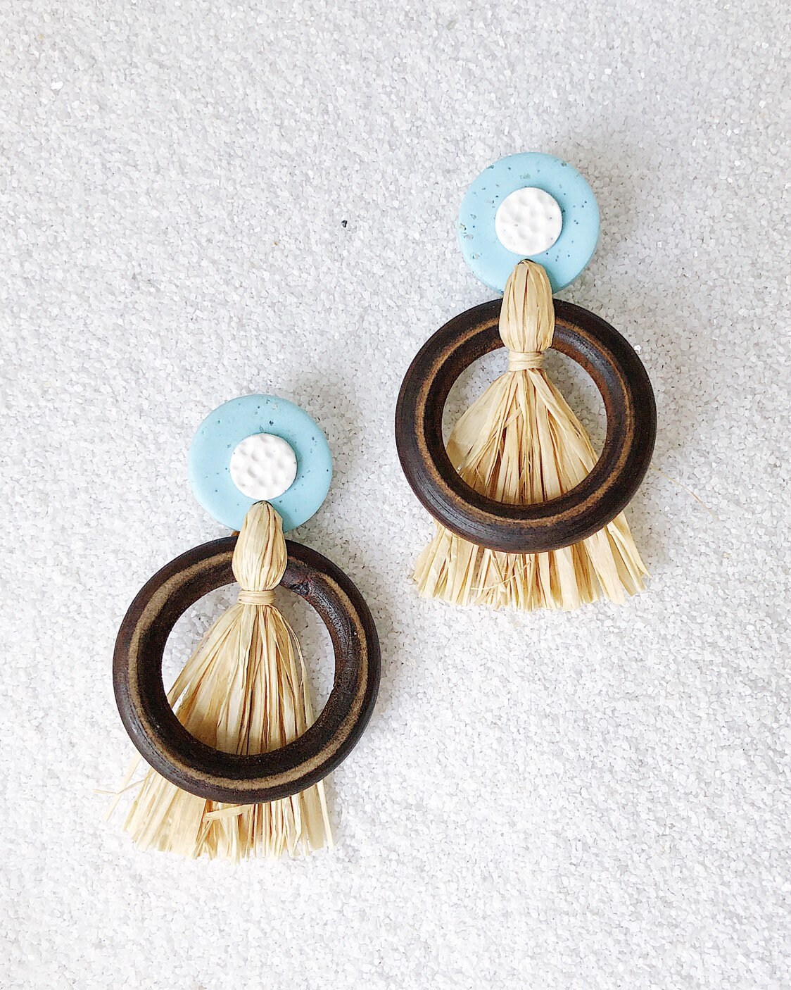 Straw Earrings Polymer Clay Wooden Earrings Straw Dangles Etsy