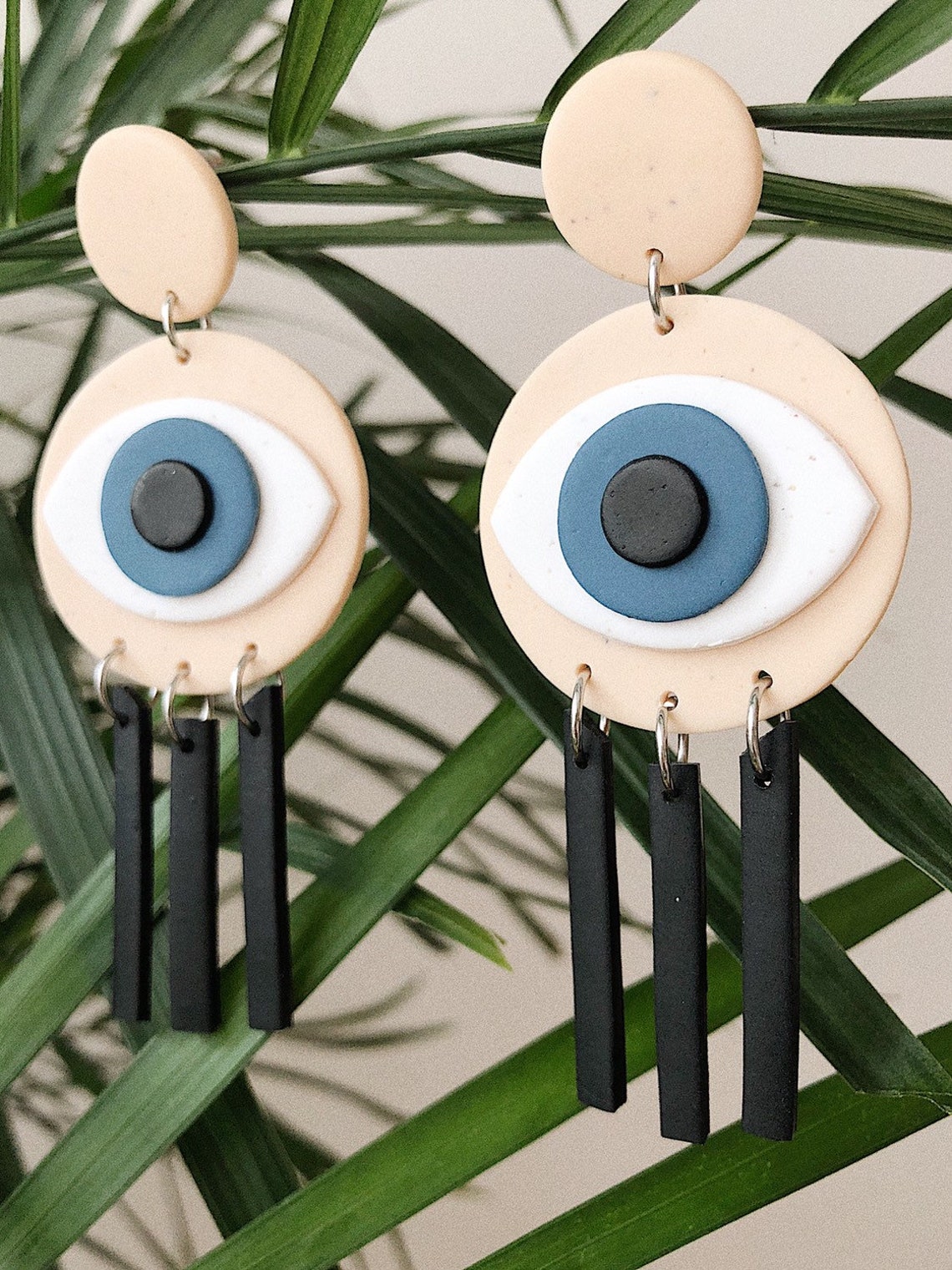 Evil Eye Clay Earrings Polymer Clay Earrings Eyes Ceramic Etsy