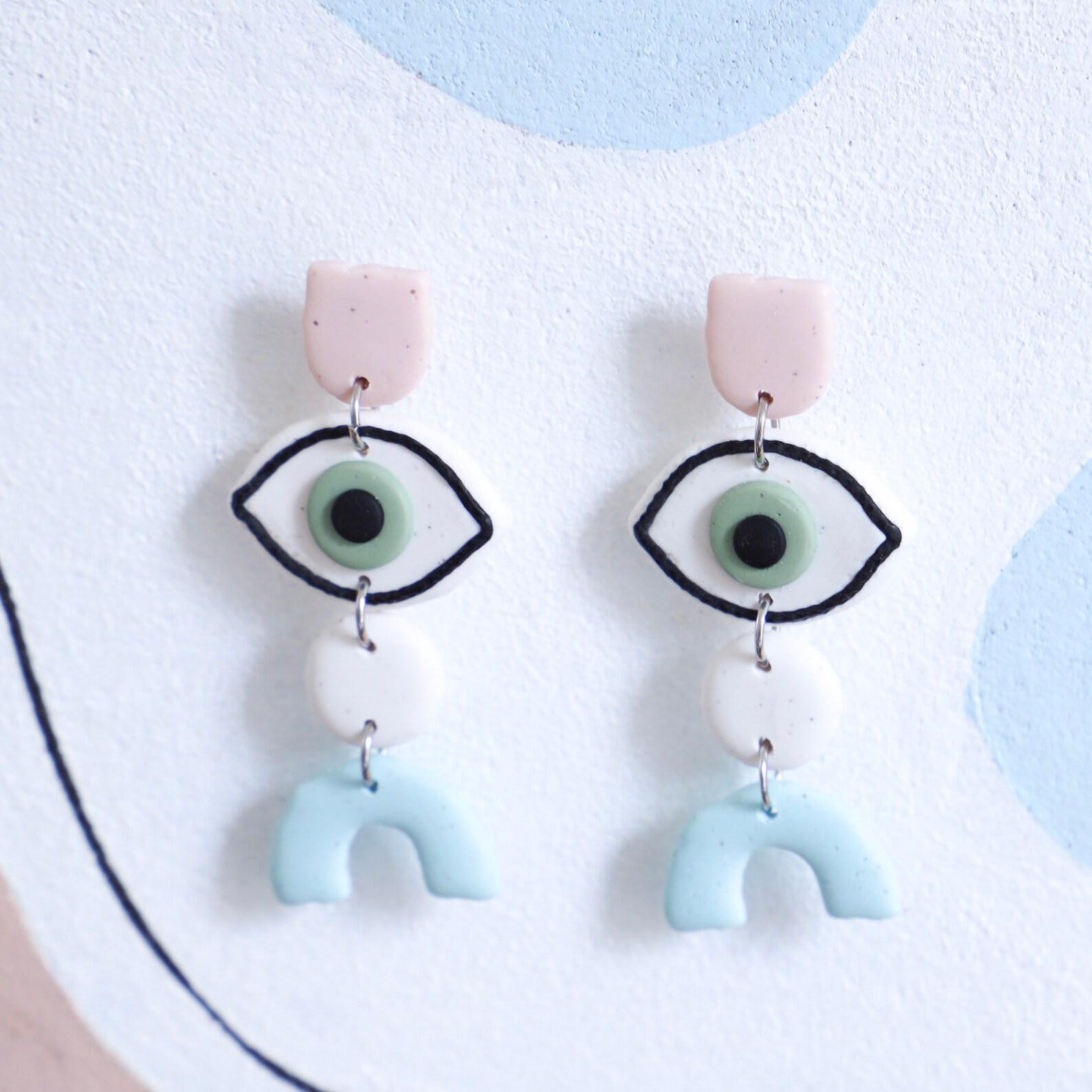 Evil Eye clay earrings Polymer clay earrings Eyes ceramic Etsy